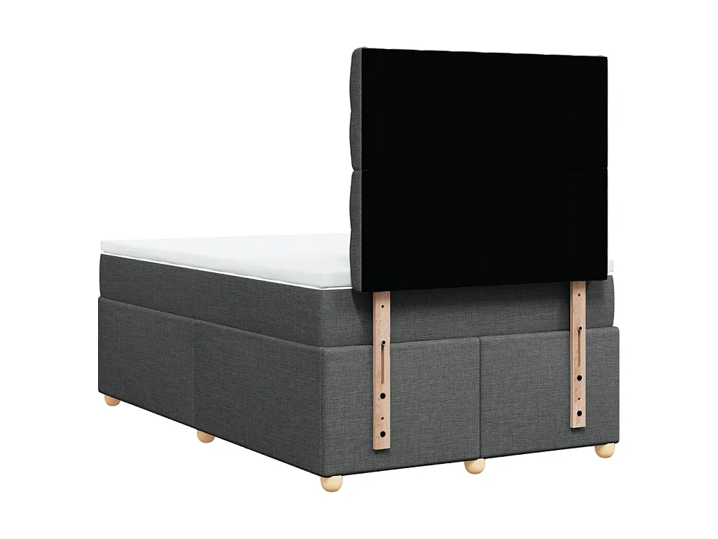 Cama box spring con colchón tela gris oscuro 120x190 cm