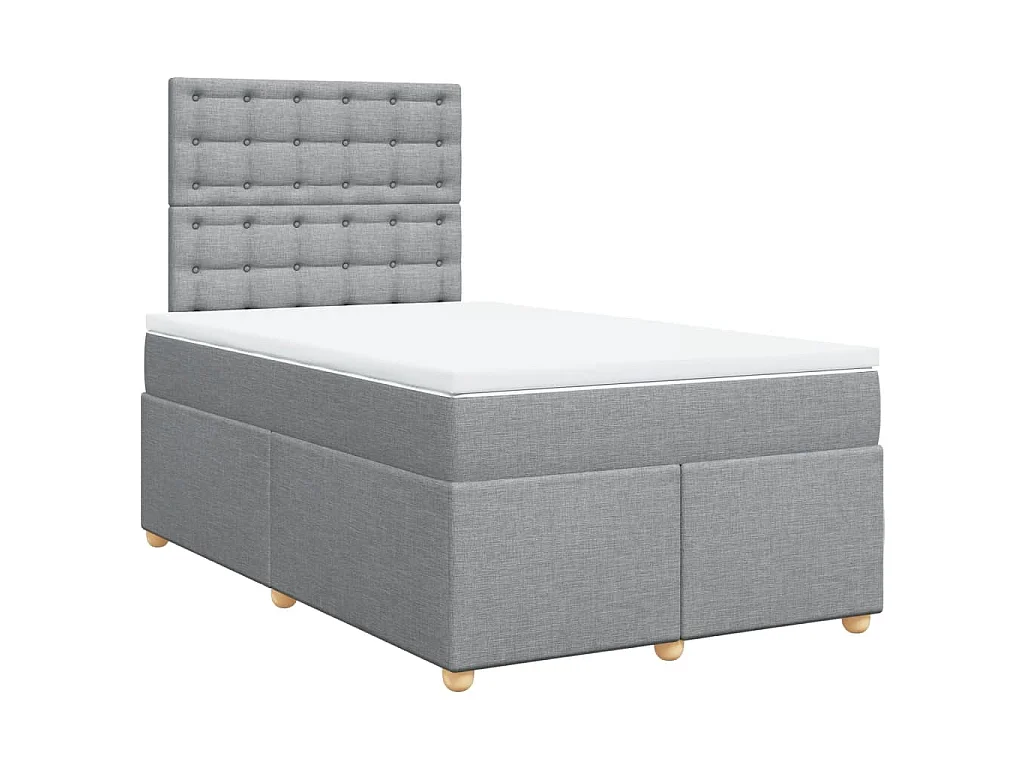 Cama box spring con colchón tela gris claro 120x200 cm