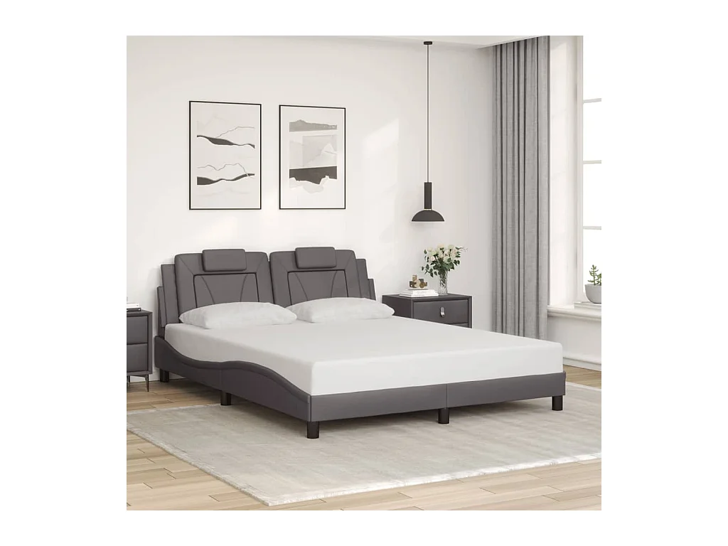 Giroletto con Luci LED Grigio 160x200 cm in Similpelle