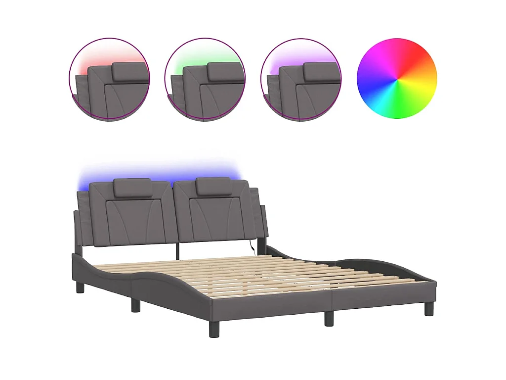 Giroletto Viana con LED senza Materasso Grigio 160x200 cm