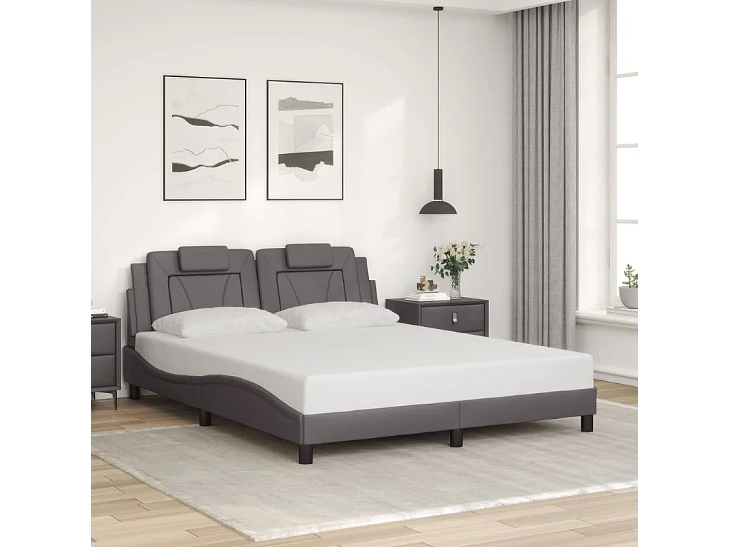 Giroletto Viana con LED senza Materasso Grigio 160x200 cm