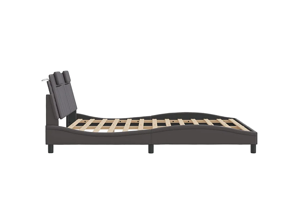 Cadre de lit Viana avec LED sans matelas gris 160x200 cm
