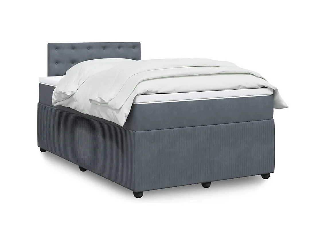 Boxspring met matras fluweel donkergrijs 120x190 cm