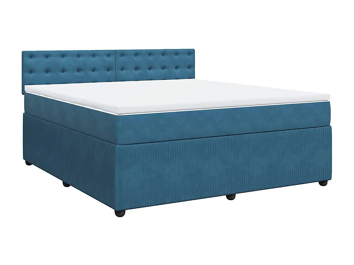 Sommier à lattes de lit et matelas bleu 180x200 cm velours