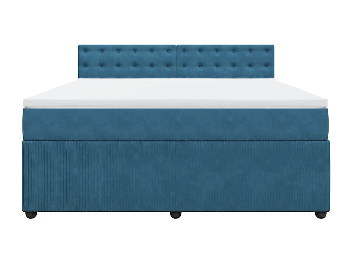 Sommier à lattes de lit et matelas bleu 180x200 cm velours