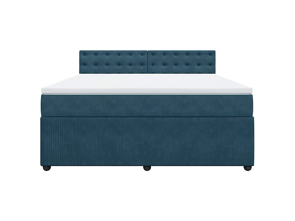 Cama box spring con colchón terciopelo azul 180x200 cm