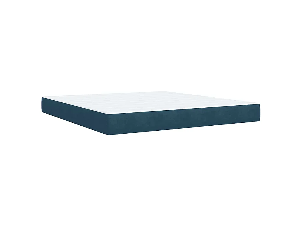 Cama box spring con colchón terciopelo azul 180x200 cm