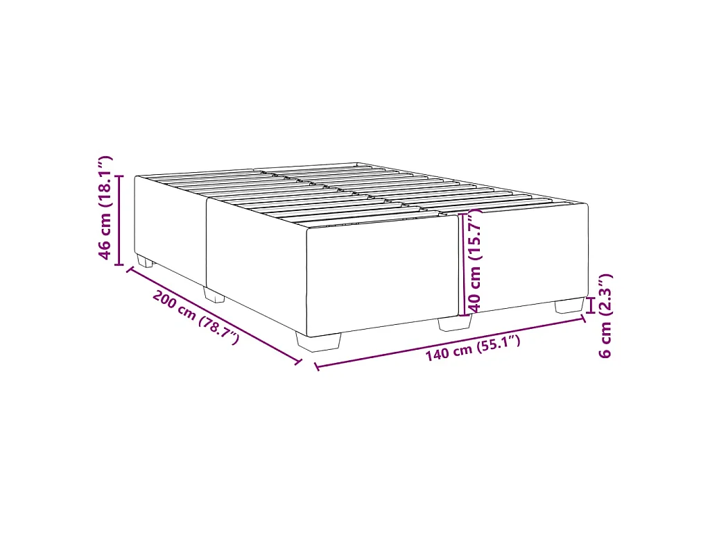 Giroletto senza Materasso Grigio Scuro 140x200 cm Velluto
