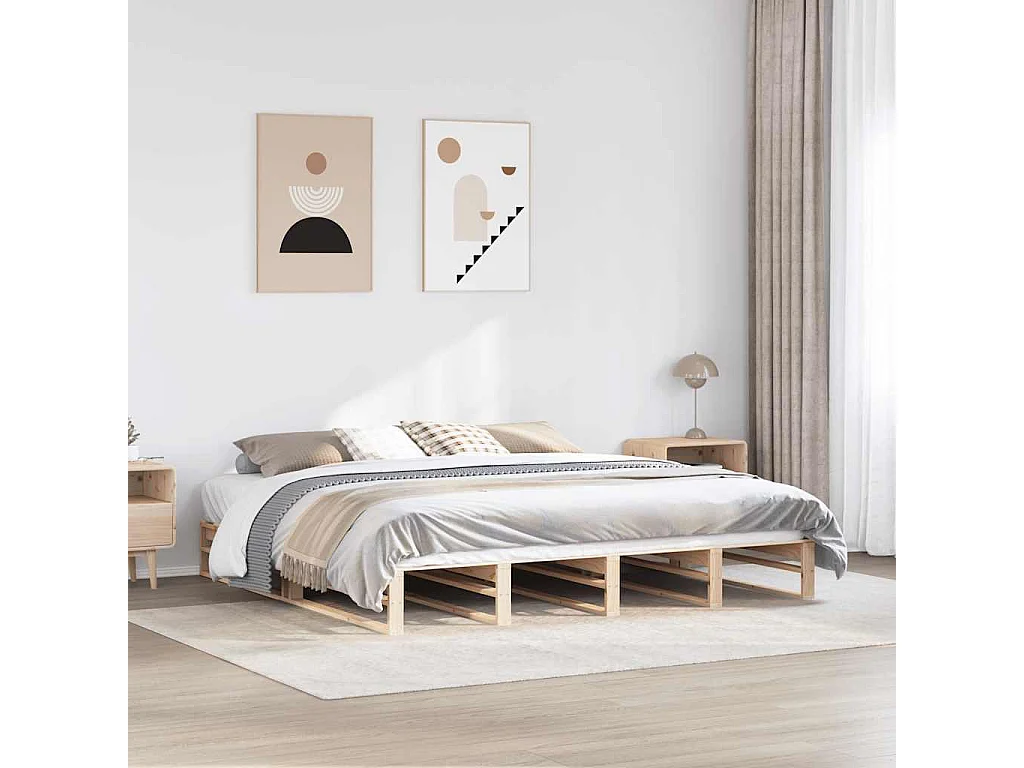 Cadre de lit sans matelas 200x200 cm bois massif de pin