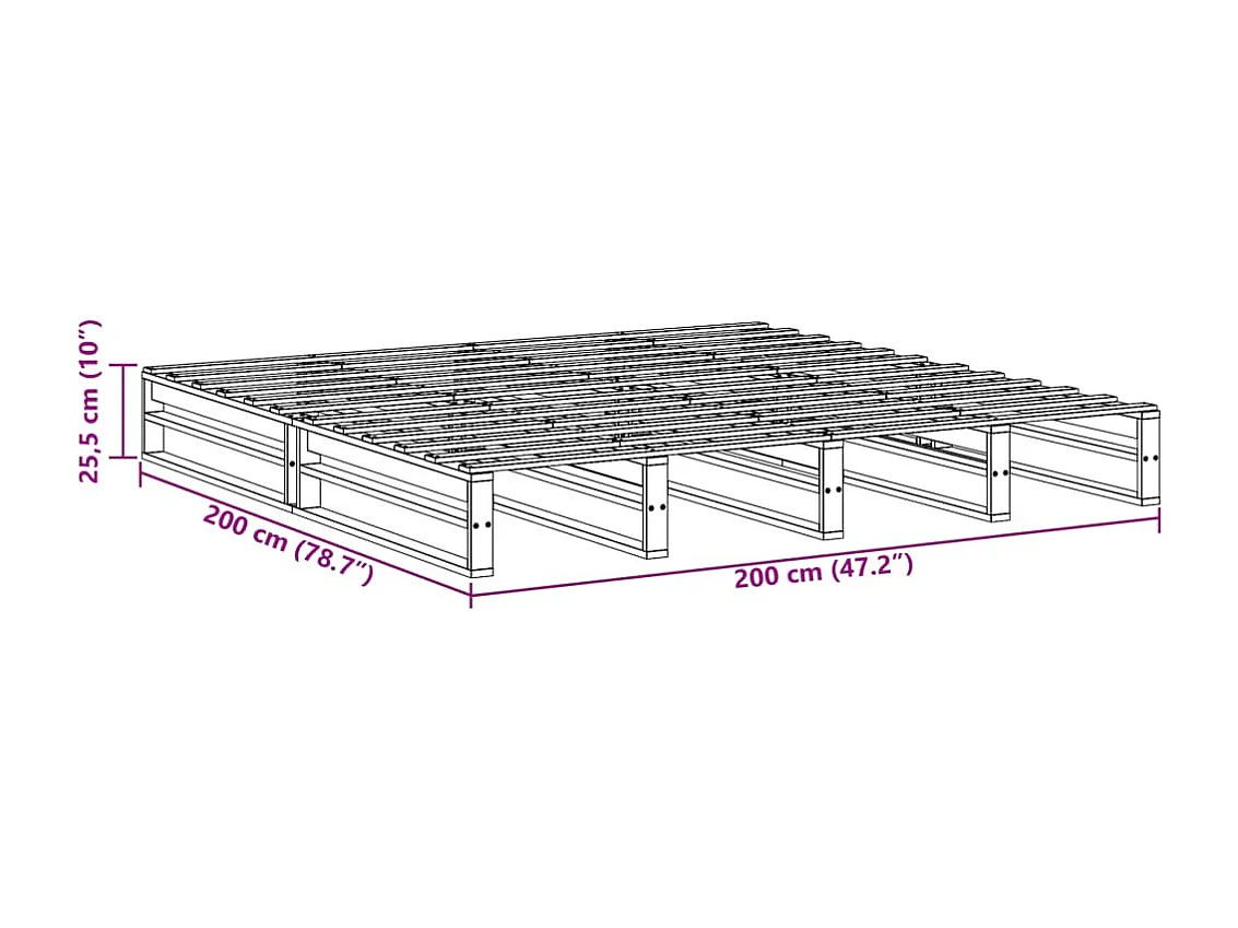 Cadre de lit sans matelas 200x200 cm bois massif de pin