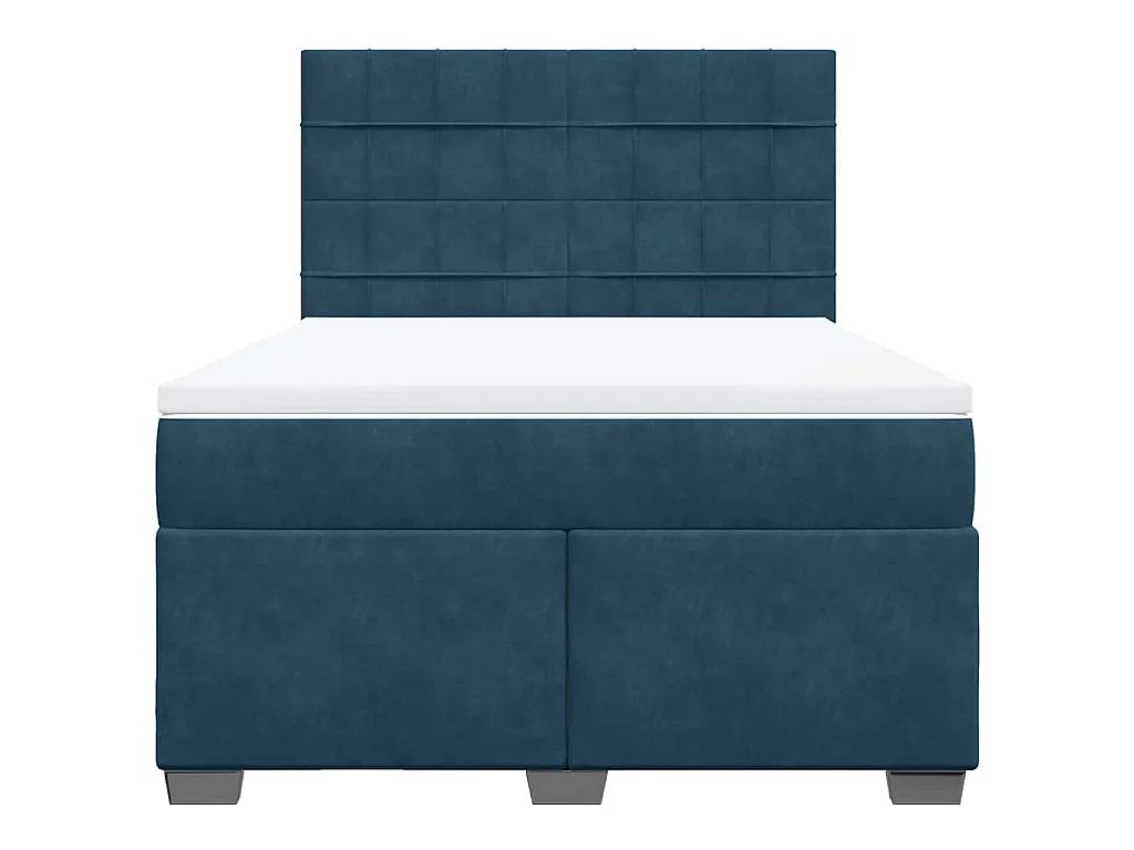 Cama com molas/colchão 160x200 cm veludo azul