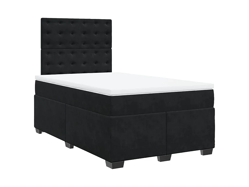 Sommier à lattes de lit avec matelas noir 120x190 cm velours