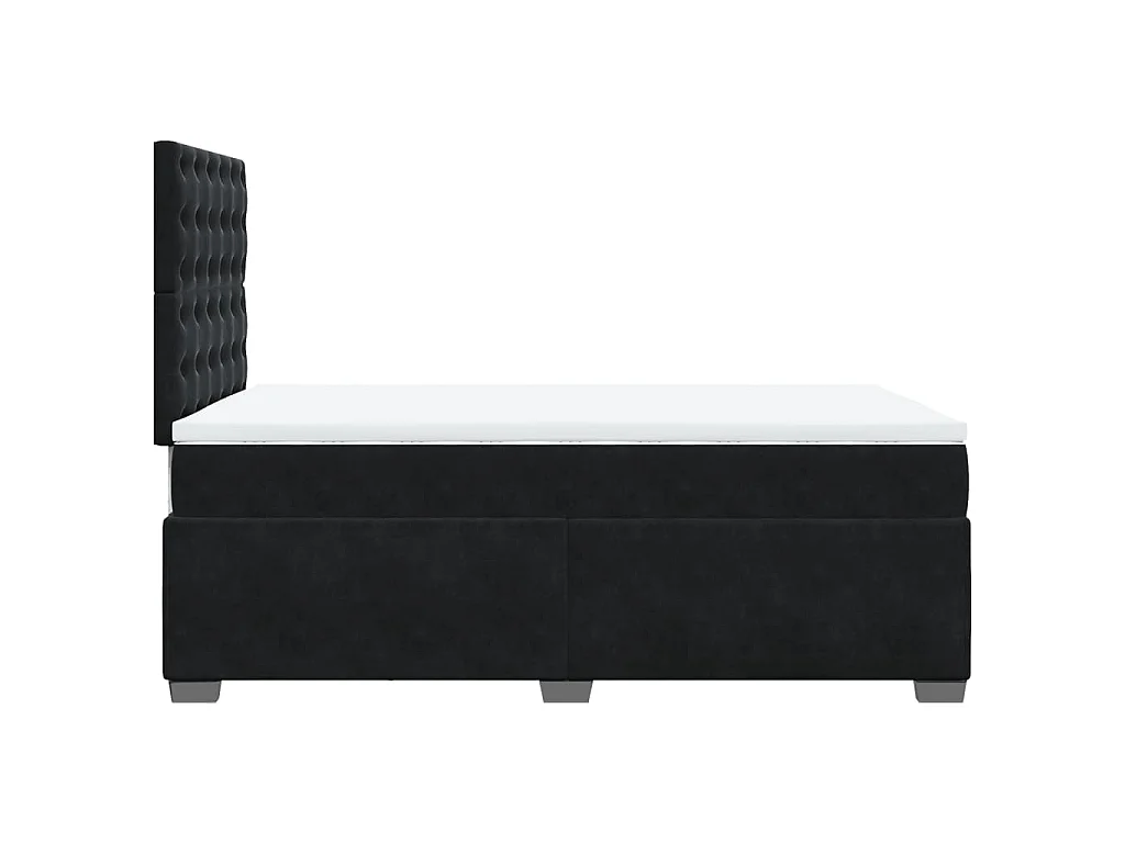 Sommier à lattes de lit avec matelas noir 120x190 cm velours
