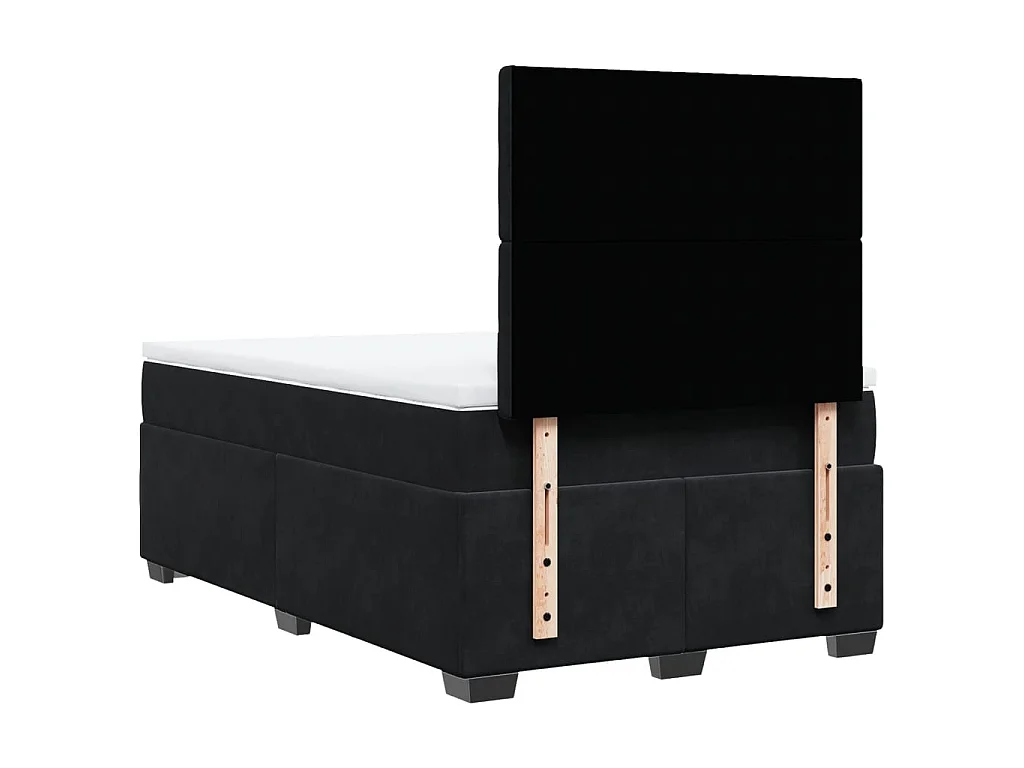 Sommier à lattes de lit avec matelas noir 120x190 cm velours
