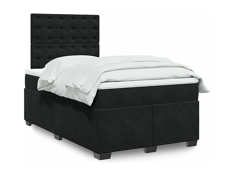 Boxspringbett mit Matratze Schwarz 120x190 cm Samt