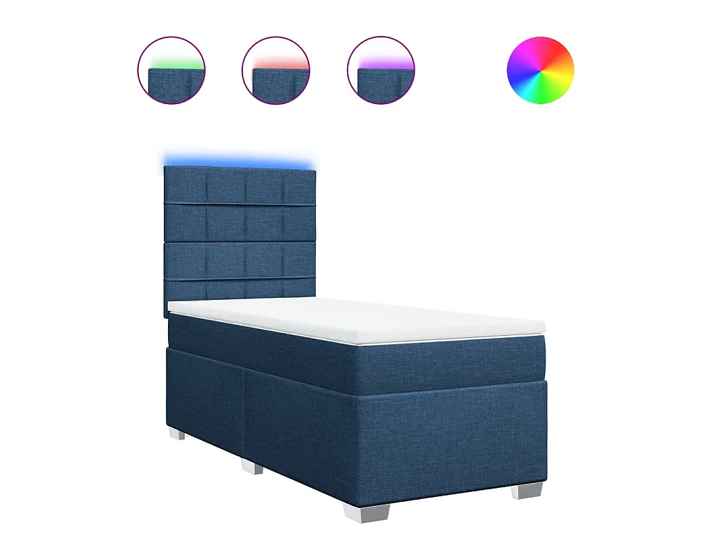 Boxspringbett mit Matratze Blau 100x200 cm Stoff