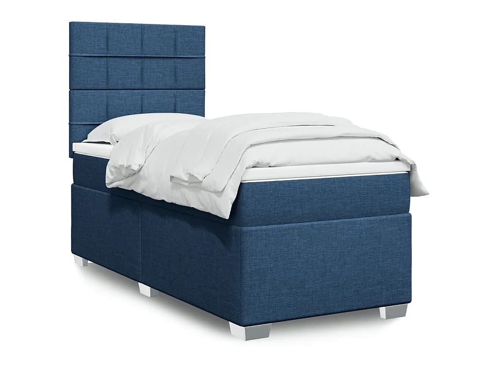 Boxspringbett mit Matratze Blau 100x200 cm Stoff