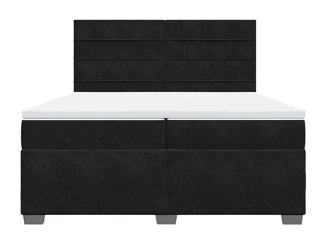 Sommier à lattes de lit et matelas Noir 200x200 cm Velours