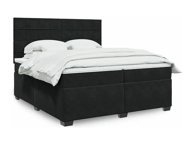 Cama com molas/colchão 200x200 cm veludo preto