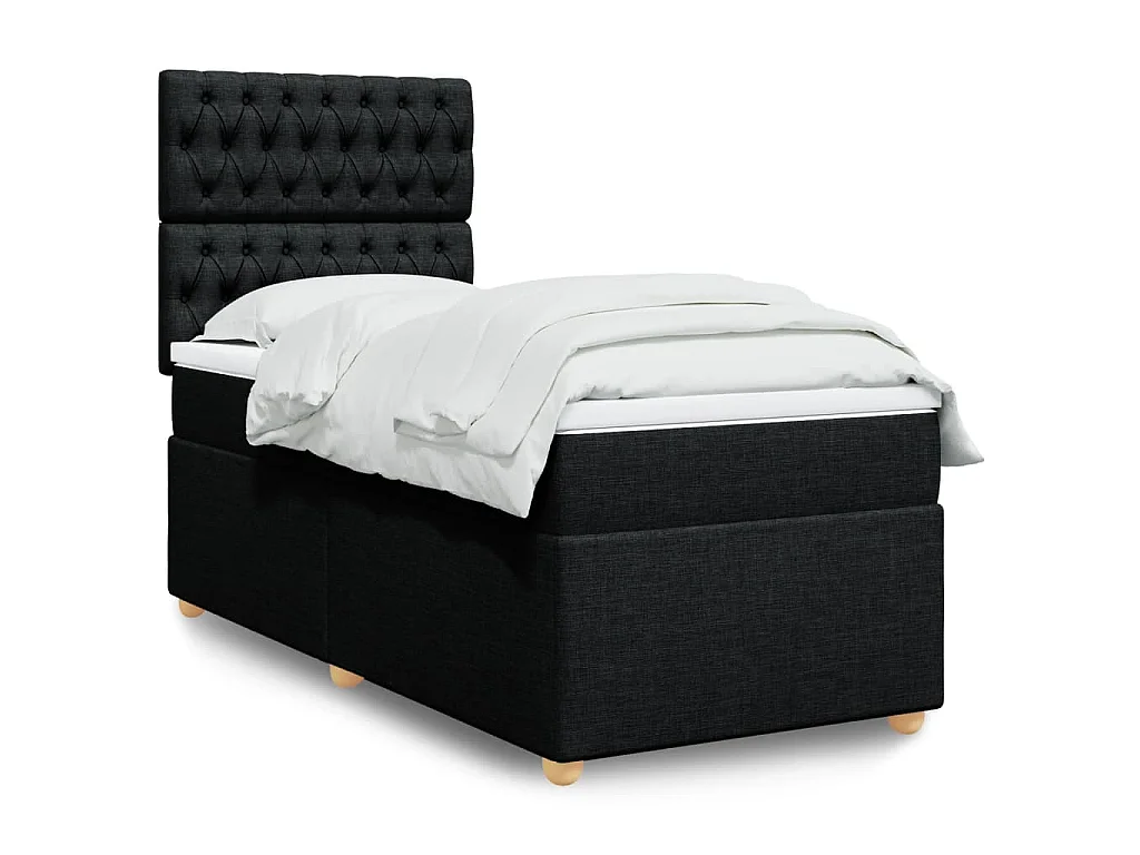 Boxspringbett mit Matratze Schwarz 90x190 cm Stoff