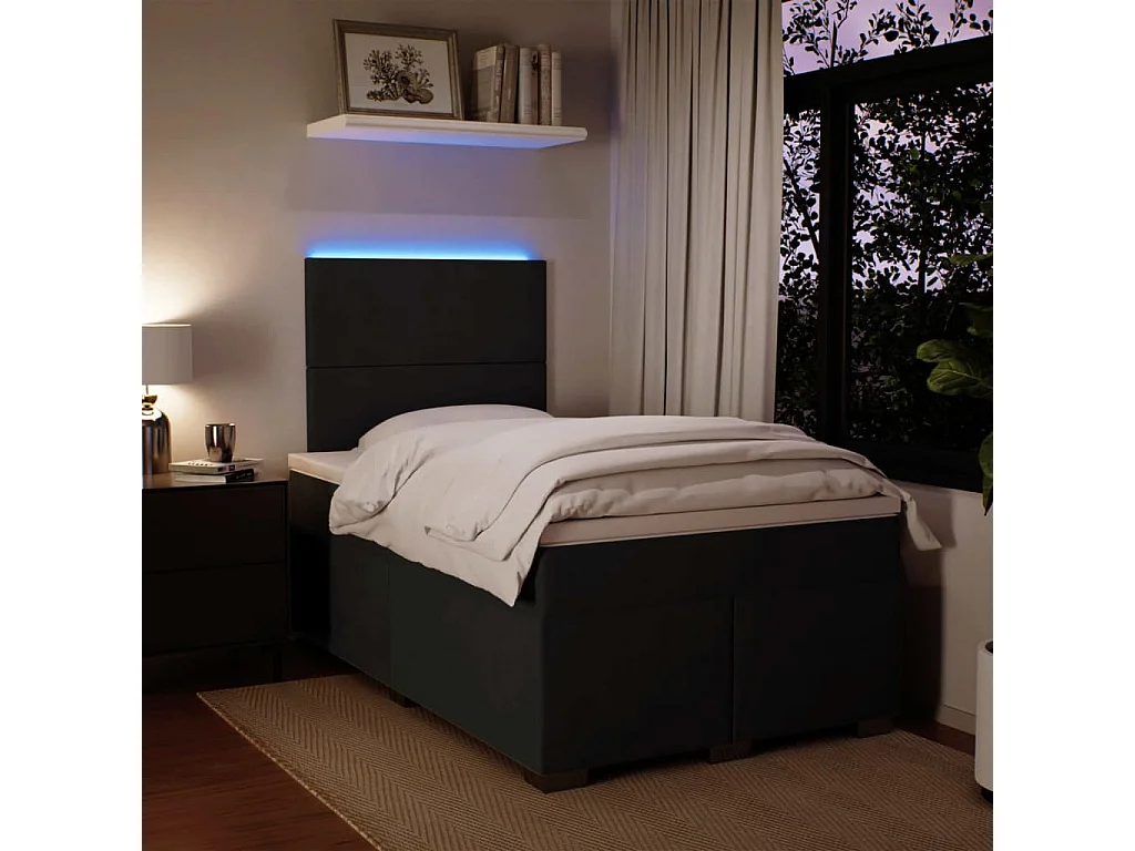 Sommier à lattes de lit avec matelas Noir 120x200 cm Velours