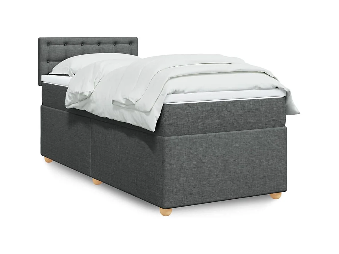 Boxspring met matras stof donkergrijs 90x200 cm