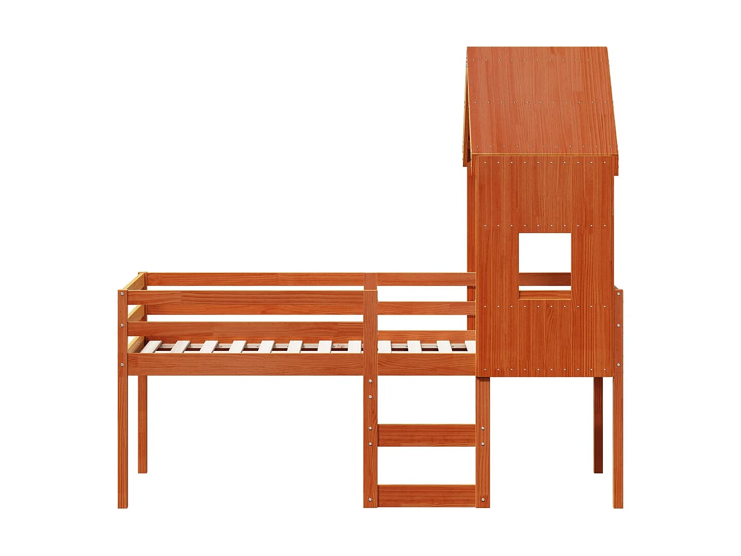 Lit haut sans matelas cire marron 90x200 cm bois de pin massif