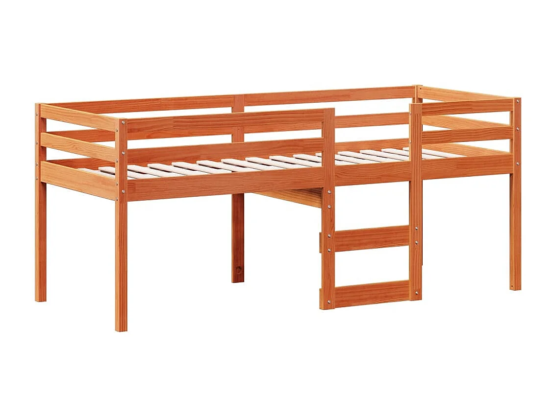 Lit haut sans matelas cire marron 90x200 cm bois de pin massif