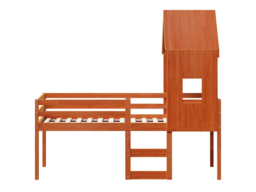 Lit haut sans matelas cire marron 90x200 cm bois de pin massif