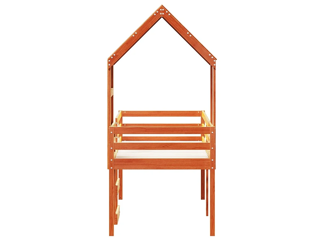 Lit haut sans matelas cire marron 90x200 cm bois de pin massif