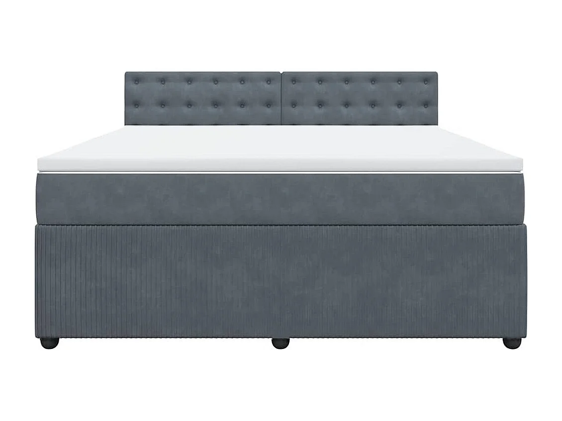 Giroletto a Molle con Materasso Grigio Scuro 180x200 cm Velluto