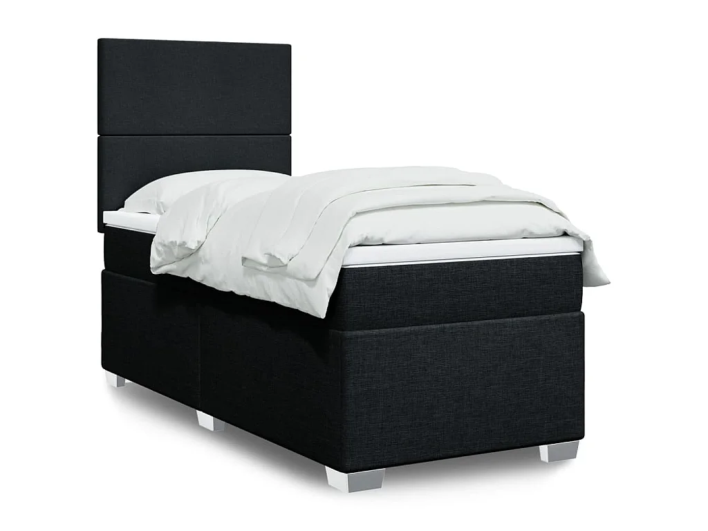 Boxspringbett mit Matratze Schwarz 100x200 cm Stoff
