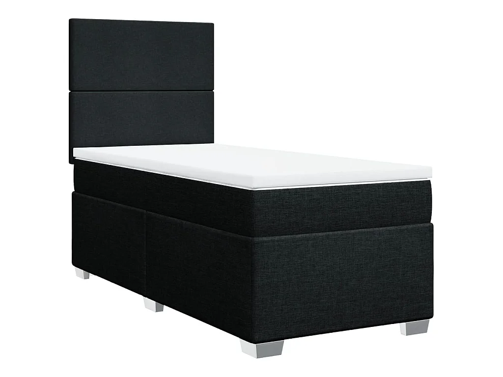 Cama box spring con colchón tela negro 100x200 cm
