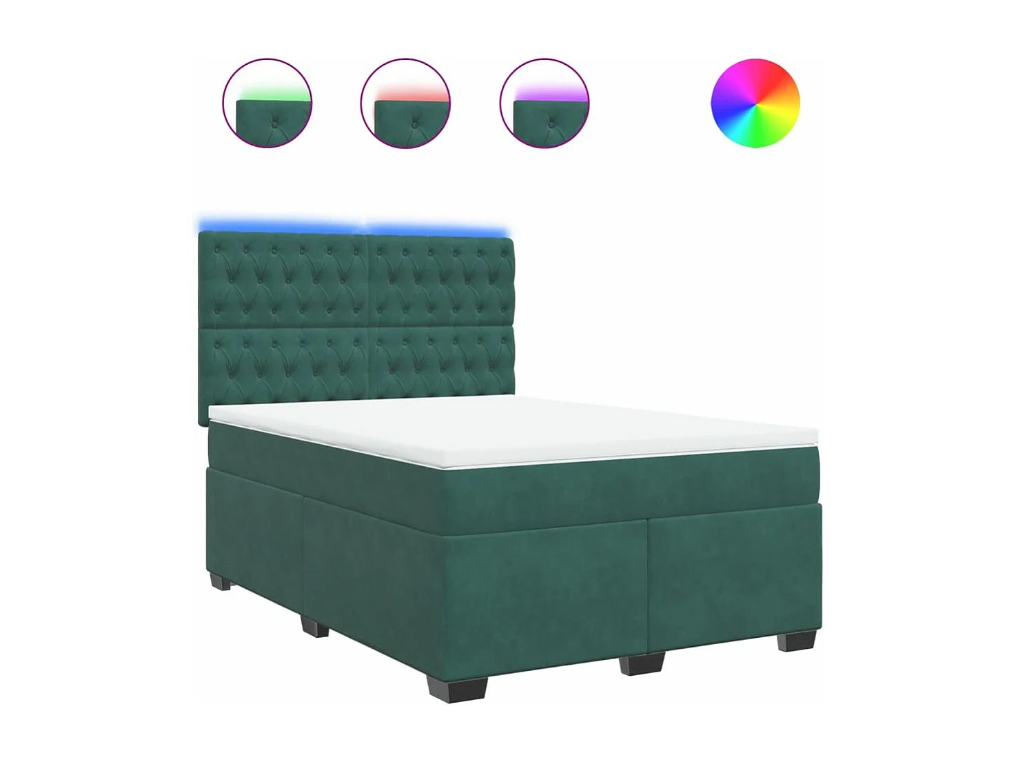 Sommier à lattes de lit et matelas Vert foncé 160x200cm Velours