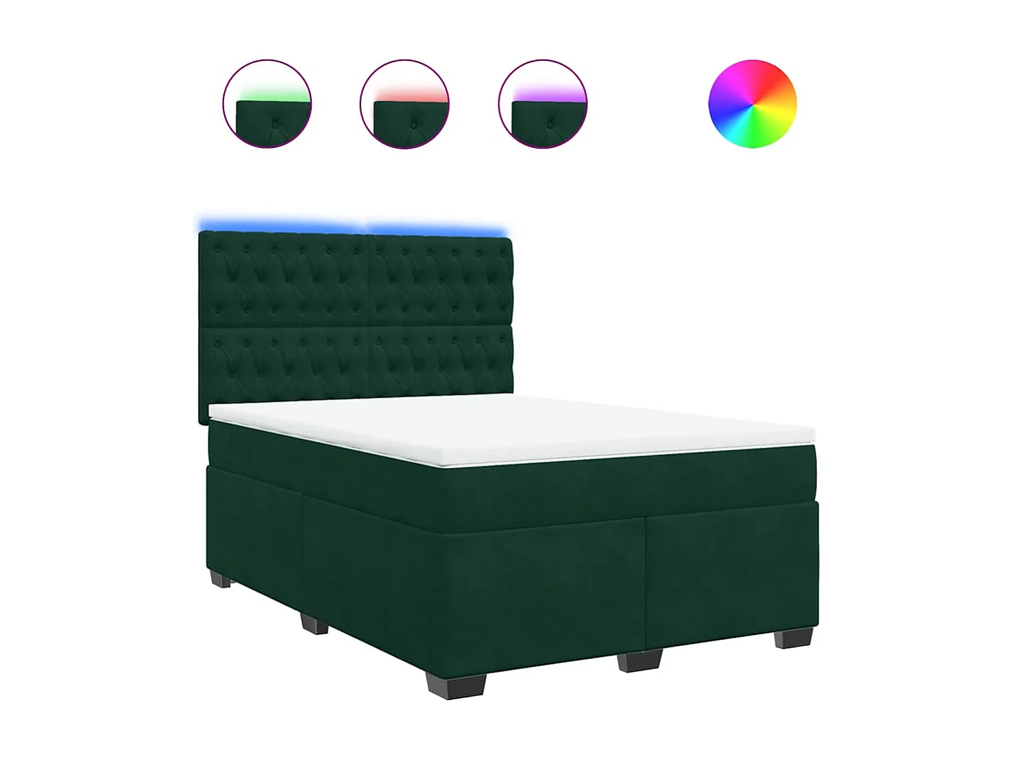 Sommier à lattes de lit et matelas Vert foncé 160x200cm Velours