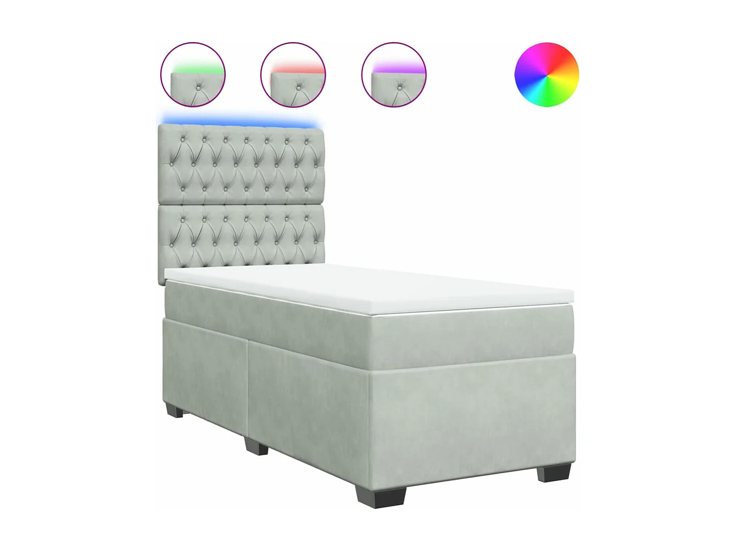 Giroletto a Molle con Materasso Grigio Chiaro 90x190 cm Velluto