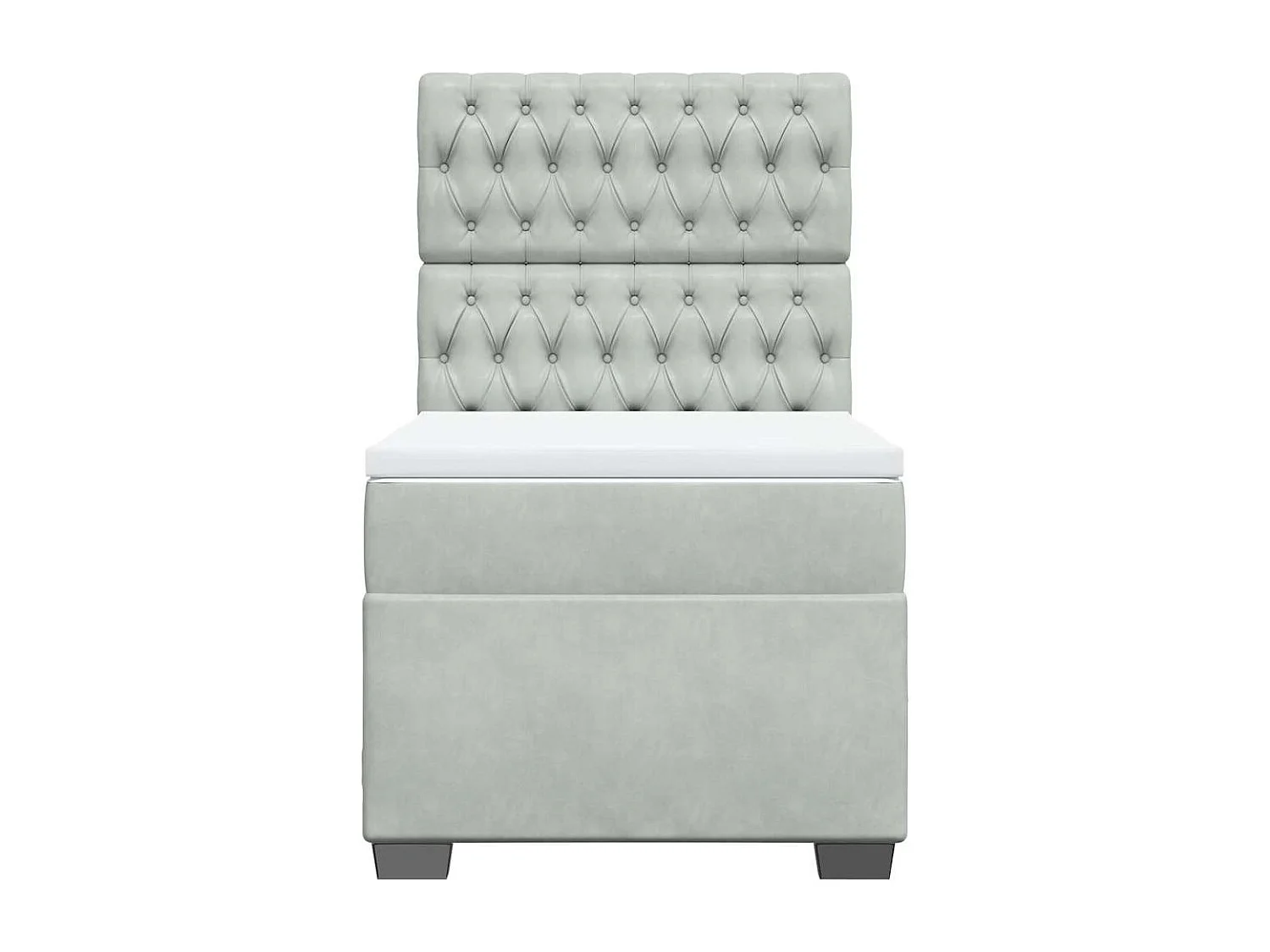 Giroletto a Molle con Materasso Grigio Chiaro 90x190 cm Velluto