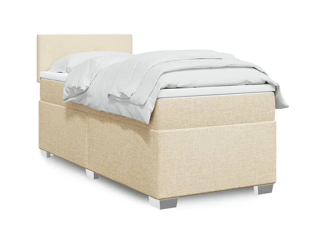Sommier à lattes de lit et matelas Crème 90x190 cm Tissu