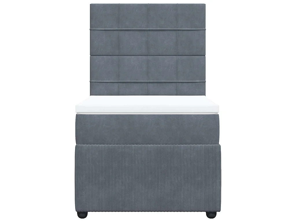 Cama box spring con colchón terciopelo gris oscuro 100x200 cm