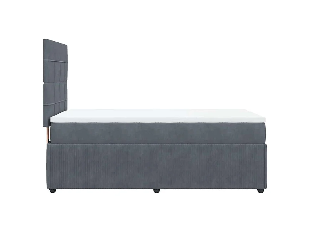 Cama box spring con colchón terciopelo gris oscuro 100x200 cm