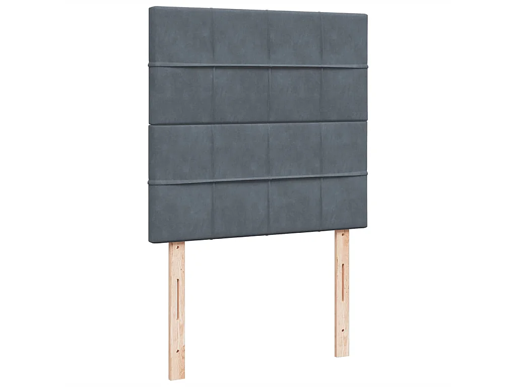 Cama box spring con colchón terciopelo gris oscuro 100x200 cm