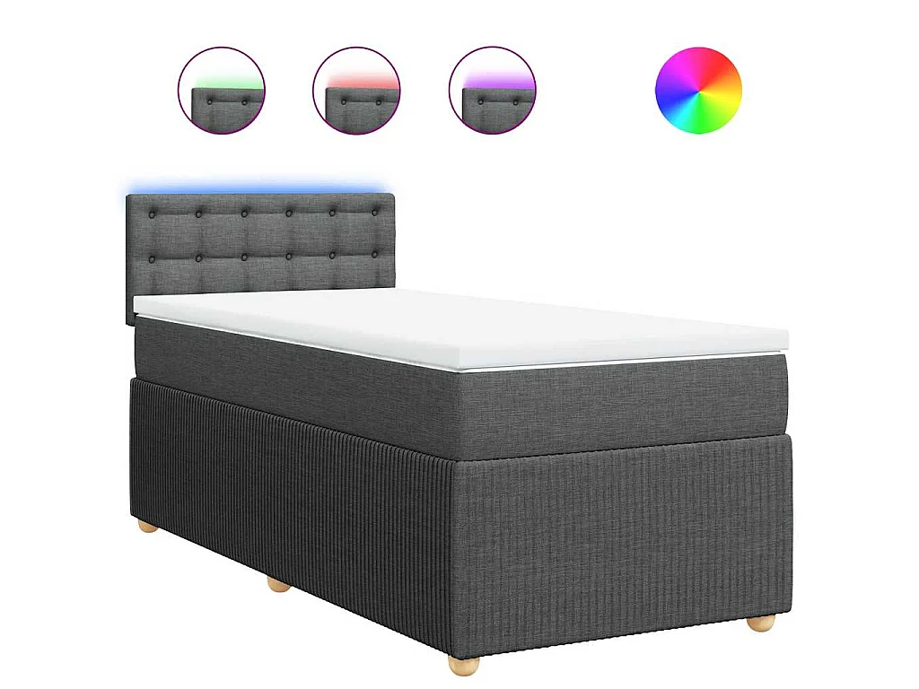 Boxspringbett mit Matratze Dunkelgrau 90x190 cm Stoff