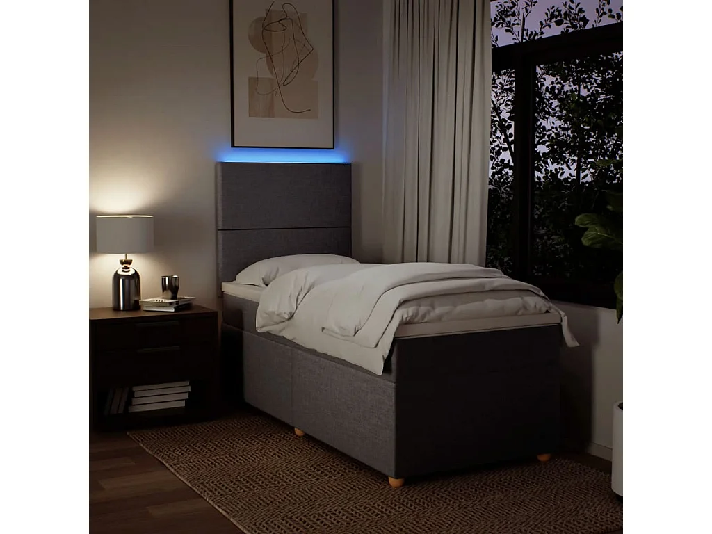 Sommier à lattes de lit avec matelas Taupe 90x190 cm Tissu