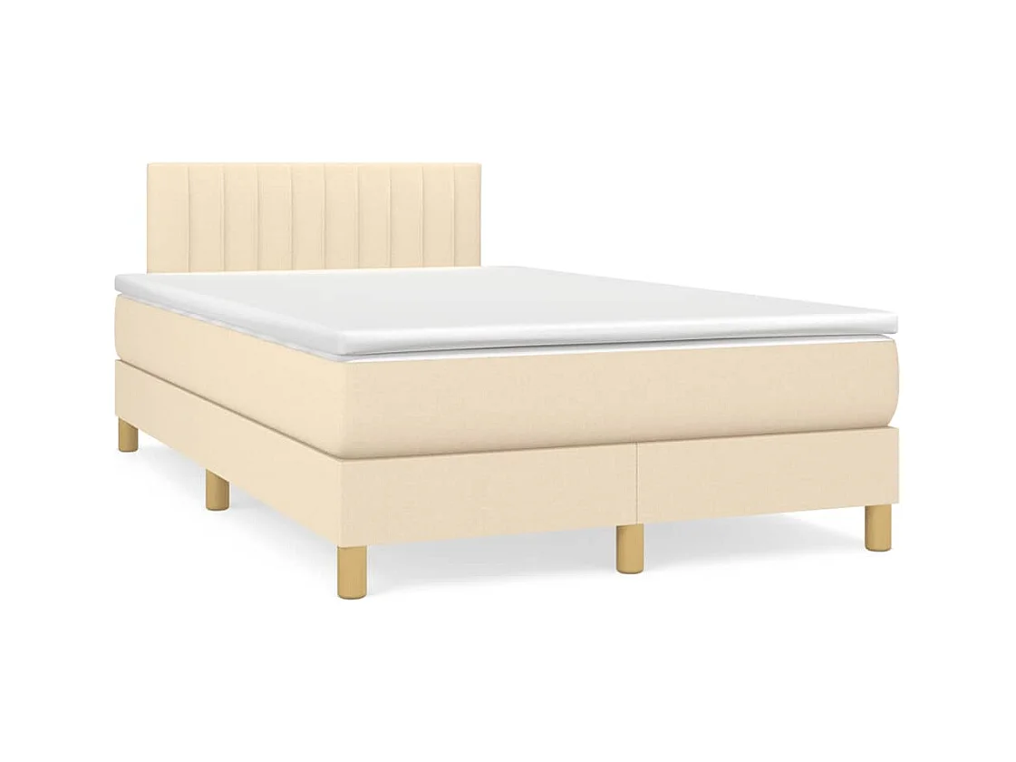 Sommier à lattes de lit avec matelas crème 120x190 cm tissu