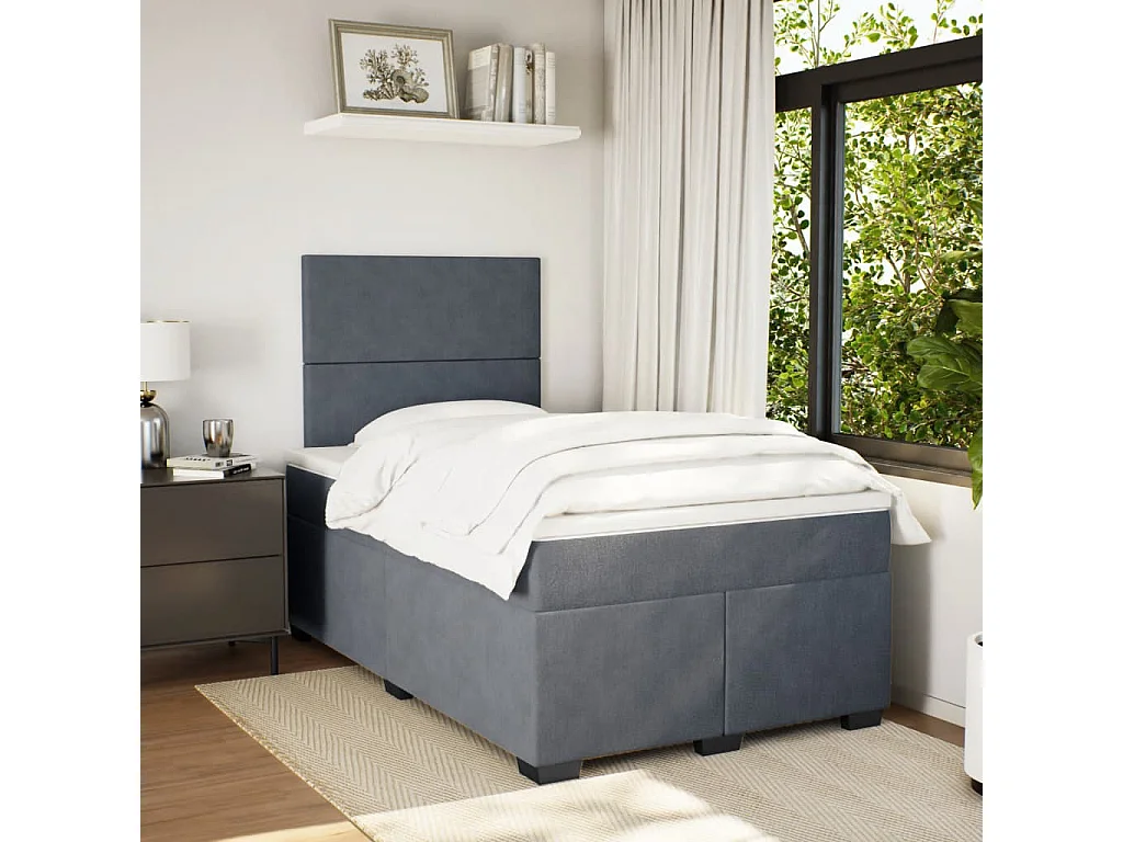 Boxspring met matras fluweel donkergrijs 120x200 cm