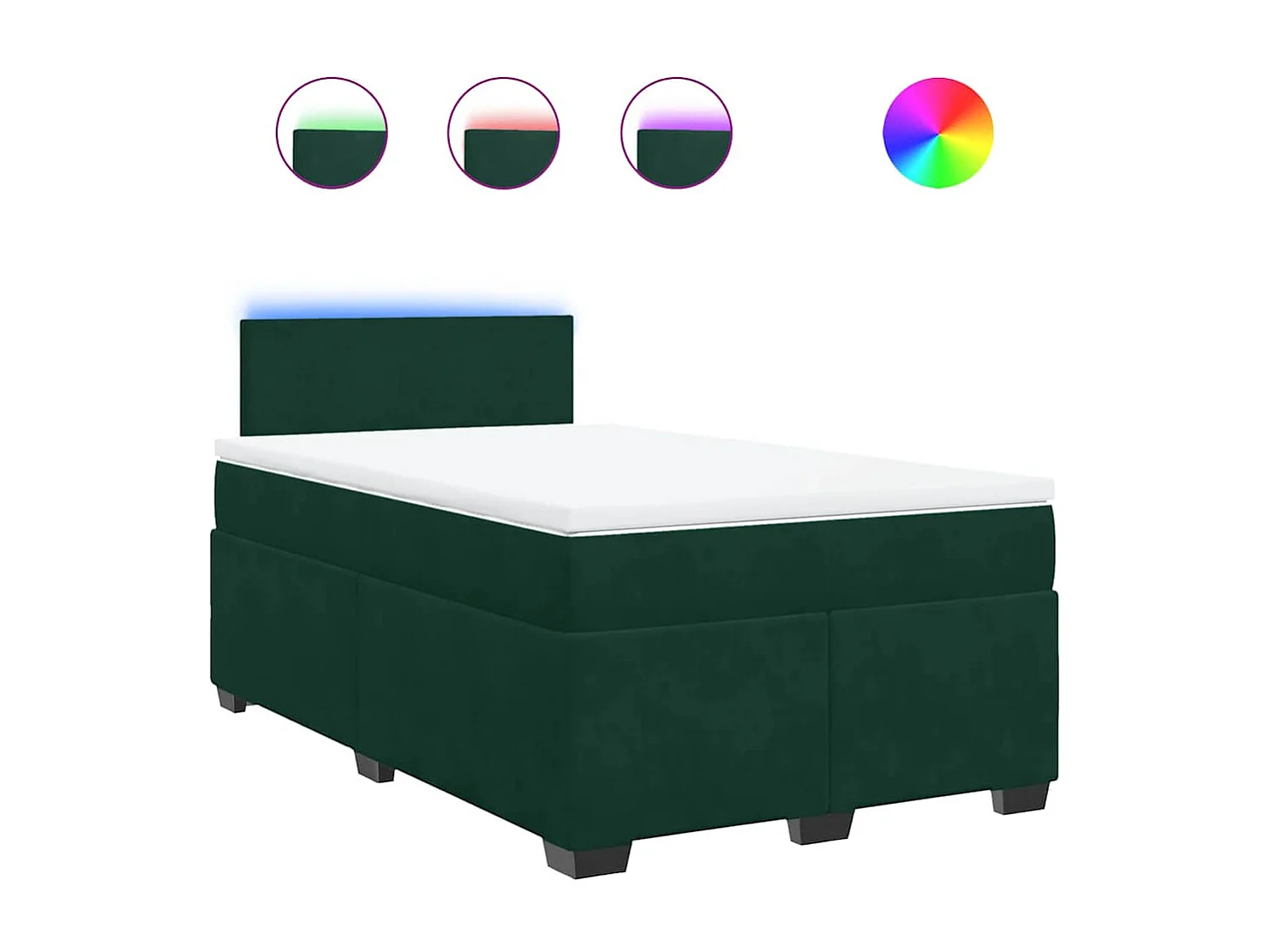 Cama box spring con colchón terciopelo verde oscuro 120x190 cm