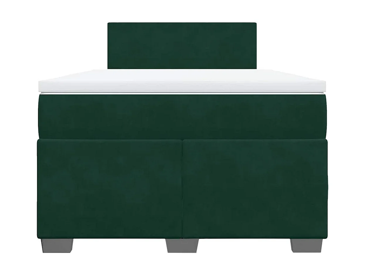 Cama box spring con colchón terciopelo verde oscuro 120x190 cm
