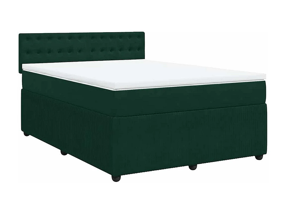Sommier à lattes de lit et matelas Vert foncé 160x200cm Velours