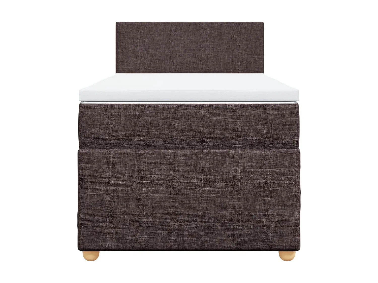 Cama box spring con colchón tela marrón oscuro 90x200 cm
