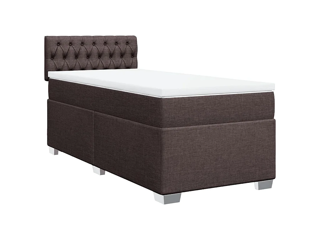 Cama com molas/colchão 100x200 cm tecido castanho-escuro